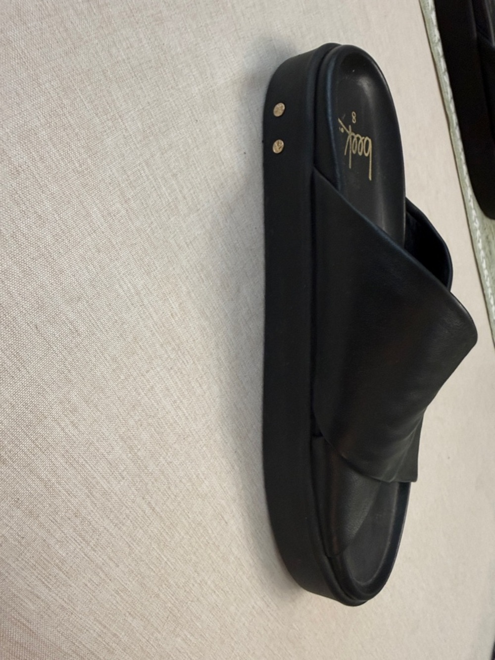 beek Black Crisscross Leather Slide Sandals - Women's - Picture 4 of 4